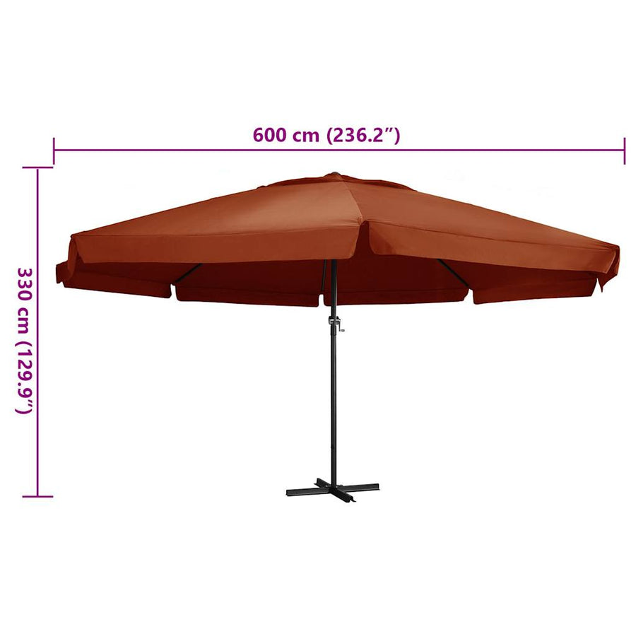 Parasol Met Aluminium Paal Kleurig 600 cm