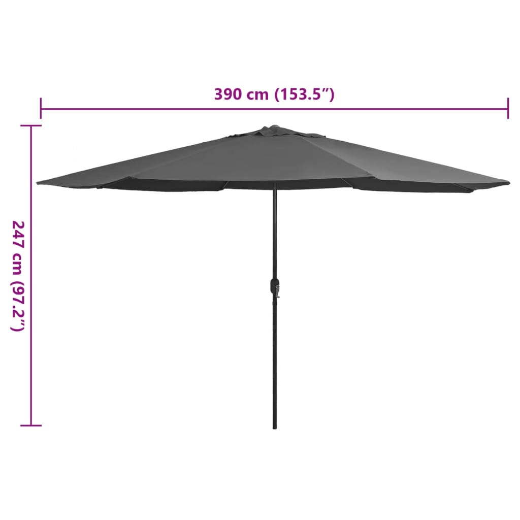 Parasol Met Metalen Paal 390 Cm Kleurig Antraciet