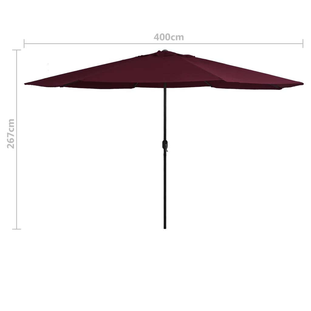 Parasol Met Metalen Paal 400 Cm Bordeauxrood