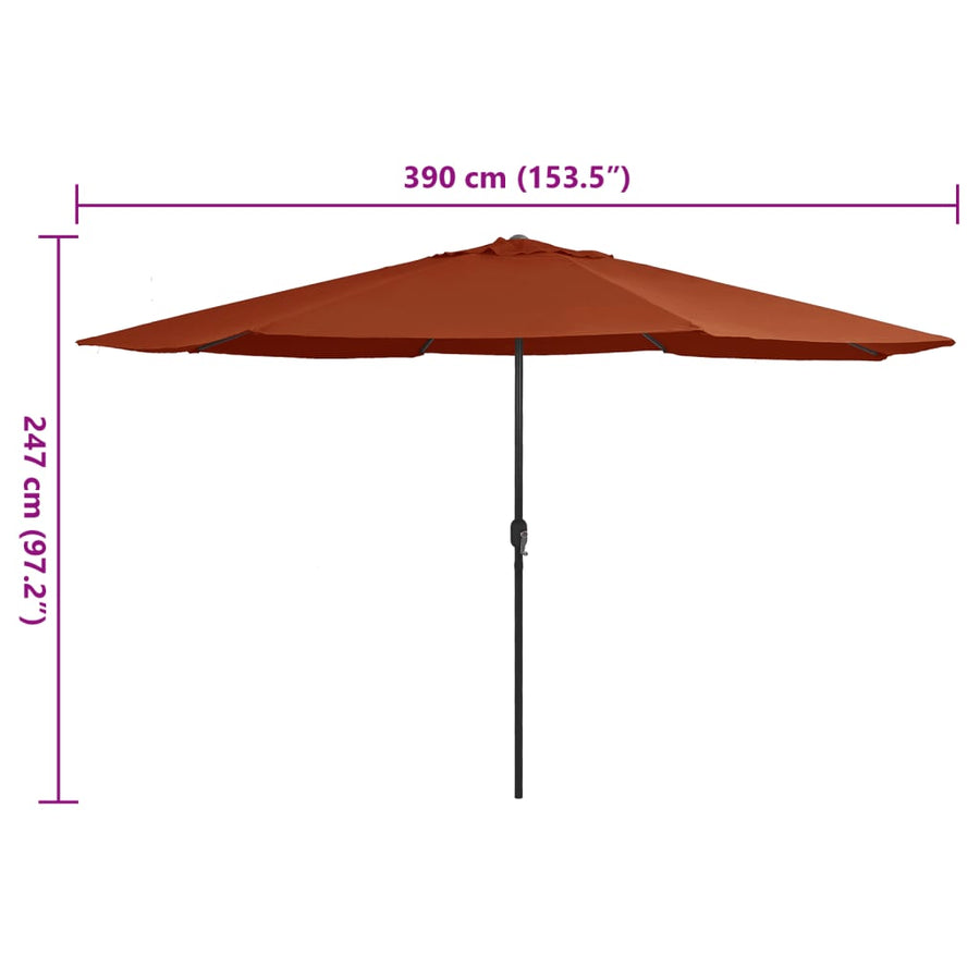 Parasol Met Metalen Paal 390 Cm Kleurig Terracotta