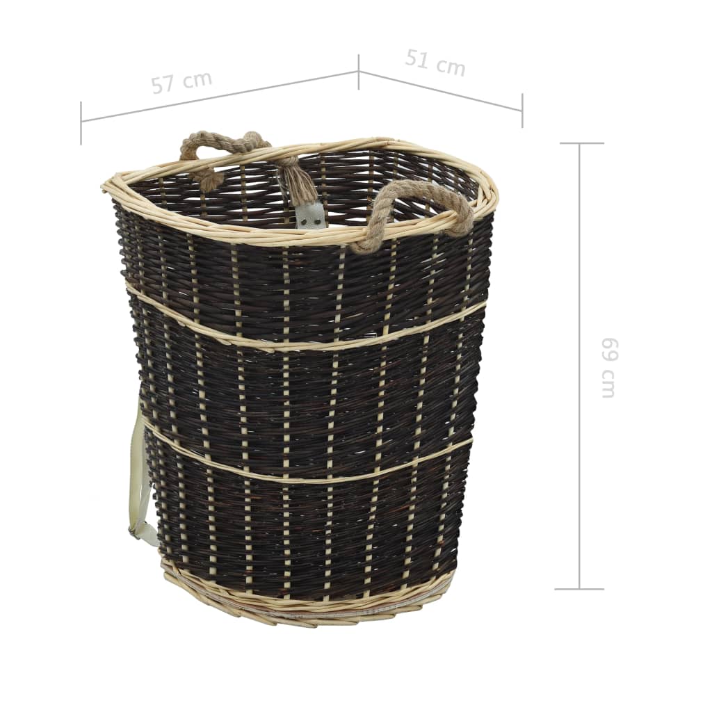 Houtmand Met Draagriemen Natuurlijk Wilgenhout 57 x 51 x 69 cm