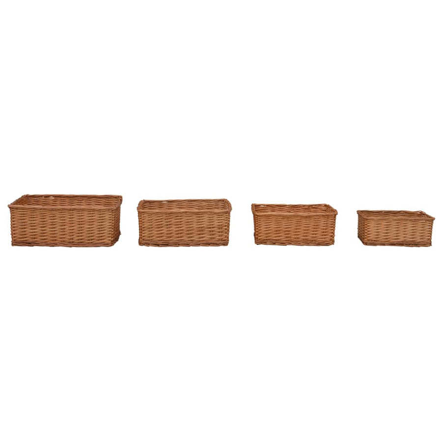 4-Delige Mandenset Stapelbaar Wilgen Bruin 56.5 x 41 x 21.5 cm