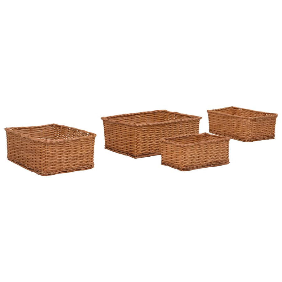 4-Delige Mandenset Stapelbaar Wilgen Bruin 45 x 40 x 17 cm