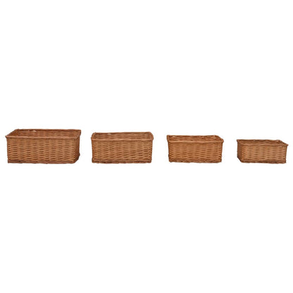 4-Delige Mandenset Stapelbaar Wilgen Bruin 45 x 40 x 17 cm