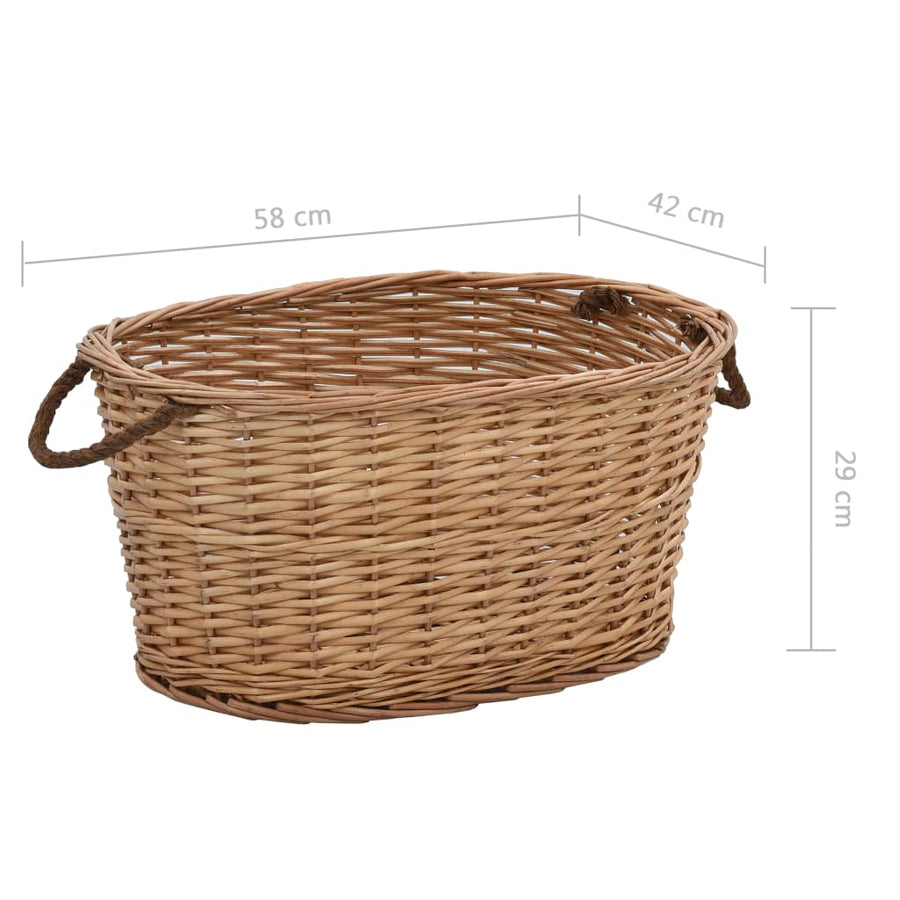 Houtmand Met Handvatten Natuurlijk Wilgenhout 58 x 42 x 29 cm