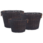 3-piece Stackable Dark Brown Willow Wood Log Basket Set