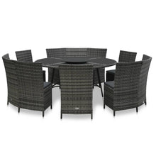 7-Delige Tuinset Met Kussens Poly Rattan Grijs