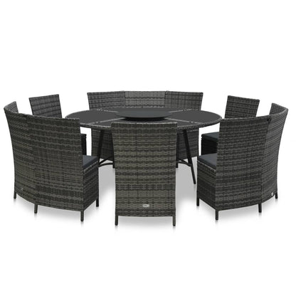 7-Delige Tuinset Met Kussens Poly Rattan Grijs