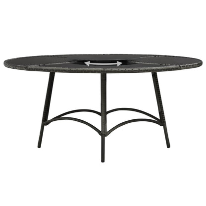 7-Delige Tuinset Met Kussens Poly Rattan Grijs