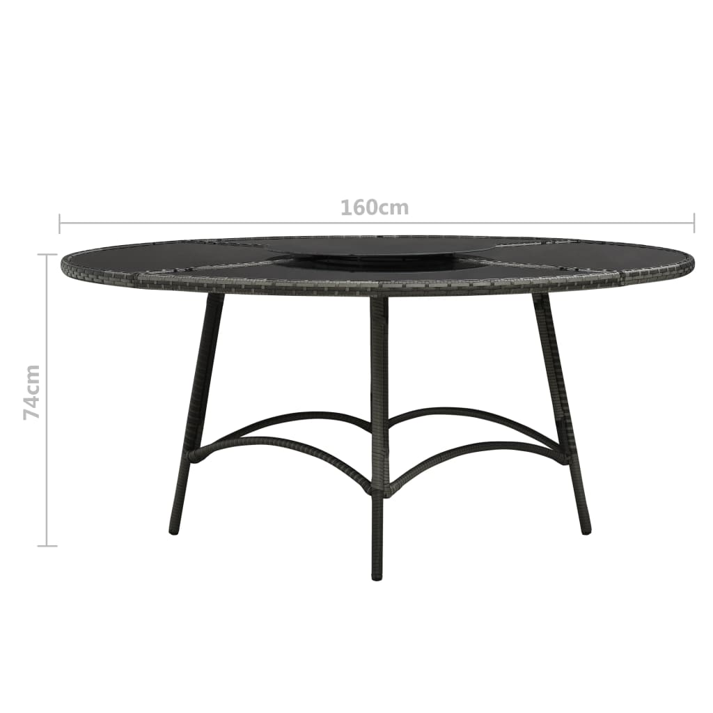 7-Delige Tuinset Met Kussens Poly Rattan Grijs
