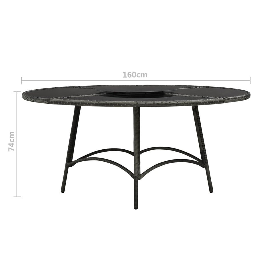 7-Delige Tuinset Met Kussens Poly Rattan Grijs