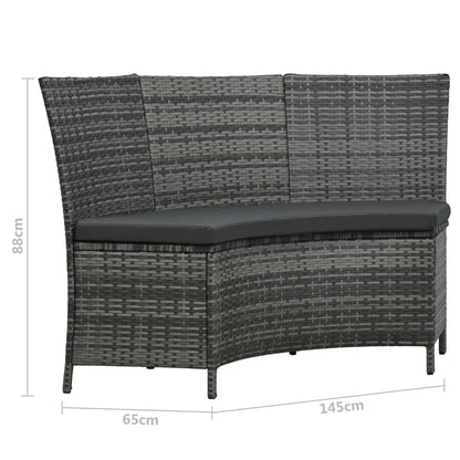 7-Delige Tuinset Met Kussens Poly Rattan Grijs