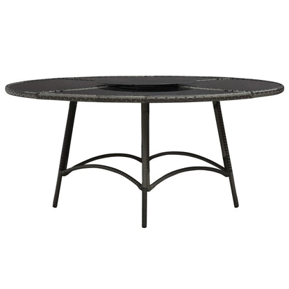 7-Delige Tuinset Met Kussens Poly Rattan Grijs