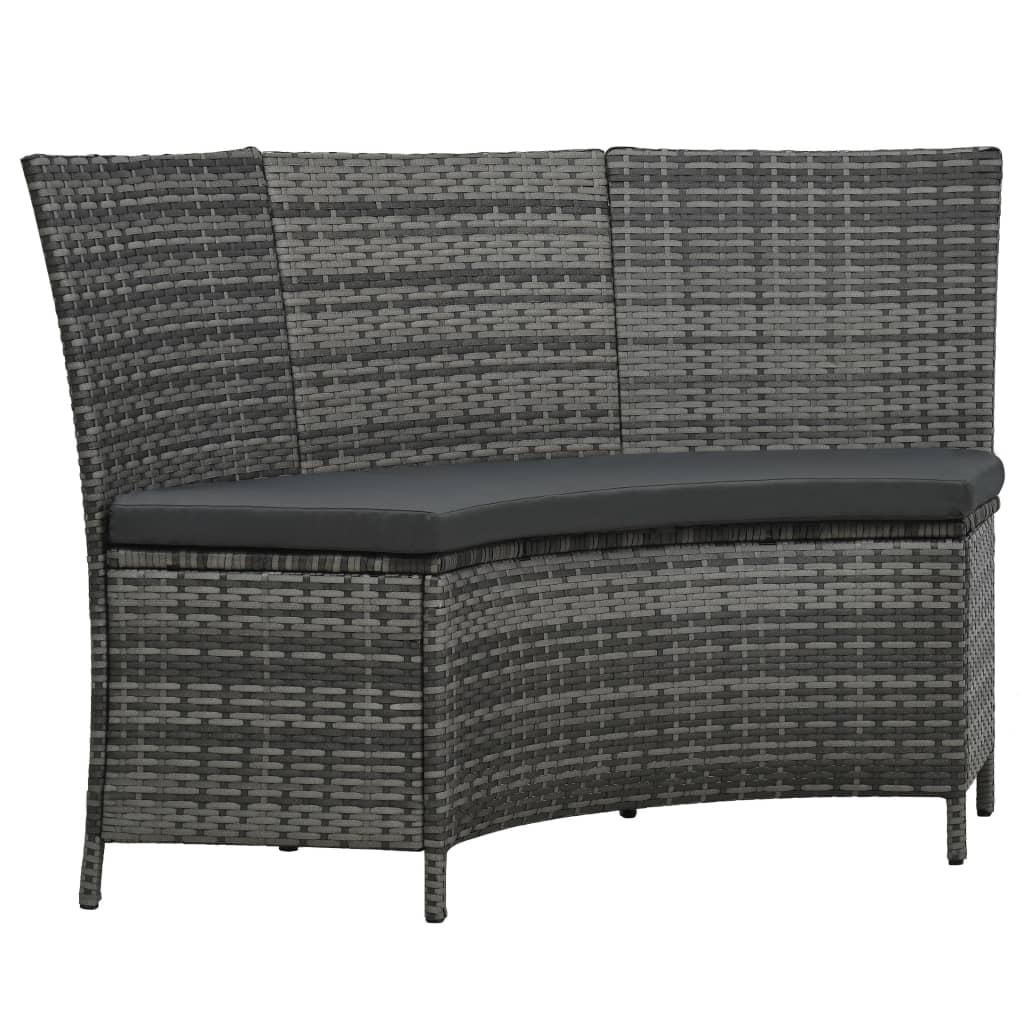 7-Delige Tuinset Met Kussens Poly Rattan Grijs