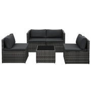 Loungeset poly rattan grijs 4 personen