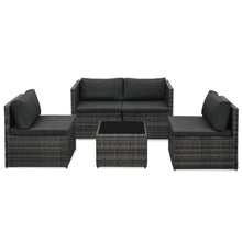 Loungeset Met Kussens Poly Rattan Grijs