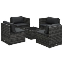 Loungeset Met Kussens Poly Rattan Grijs