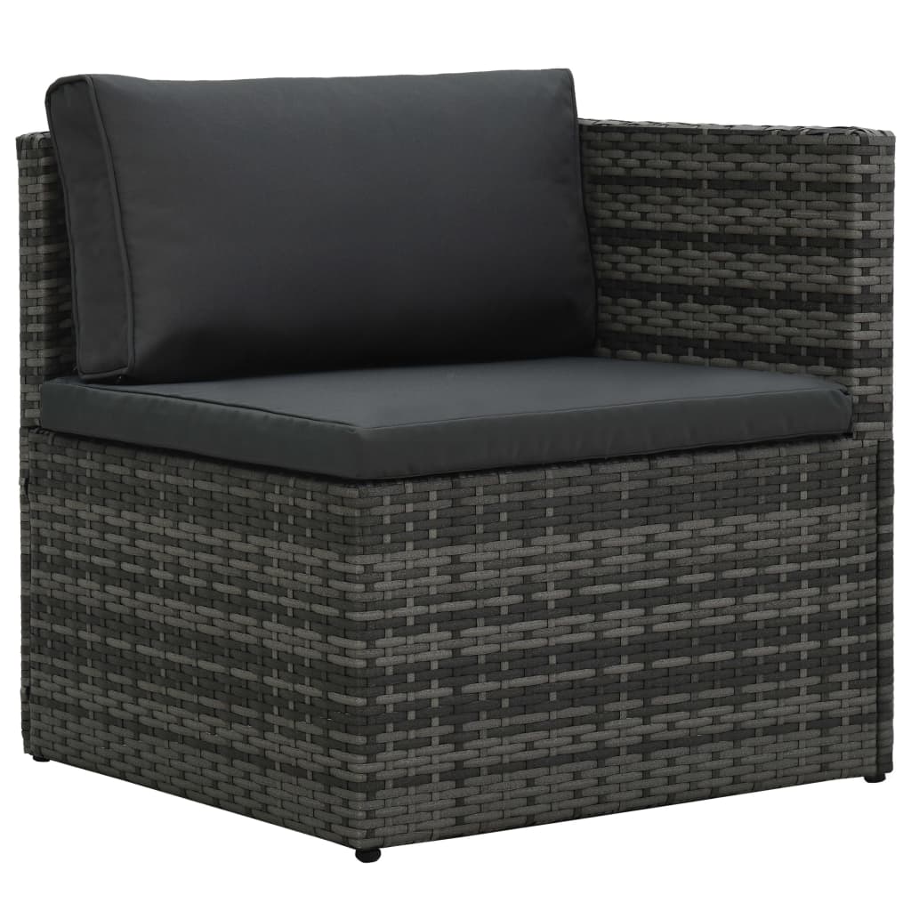 Loungeset Met Kussens Poly Rattan Grijs