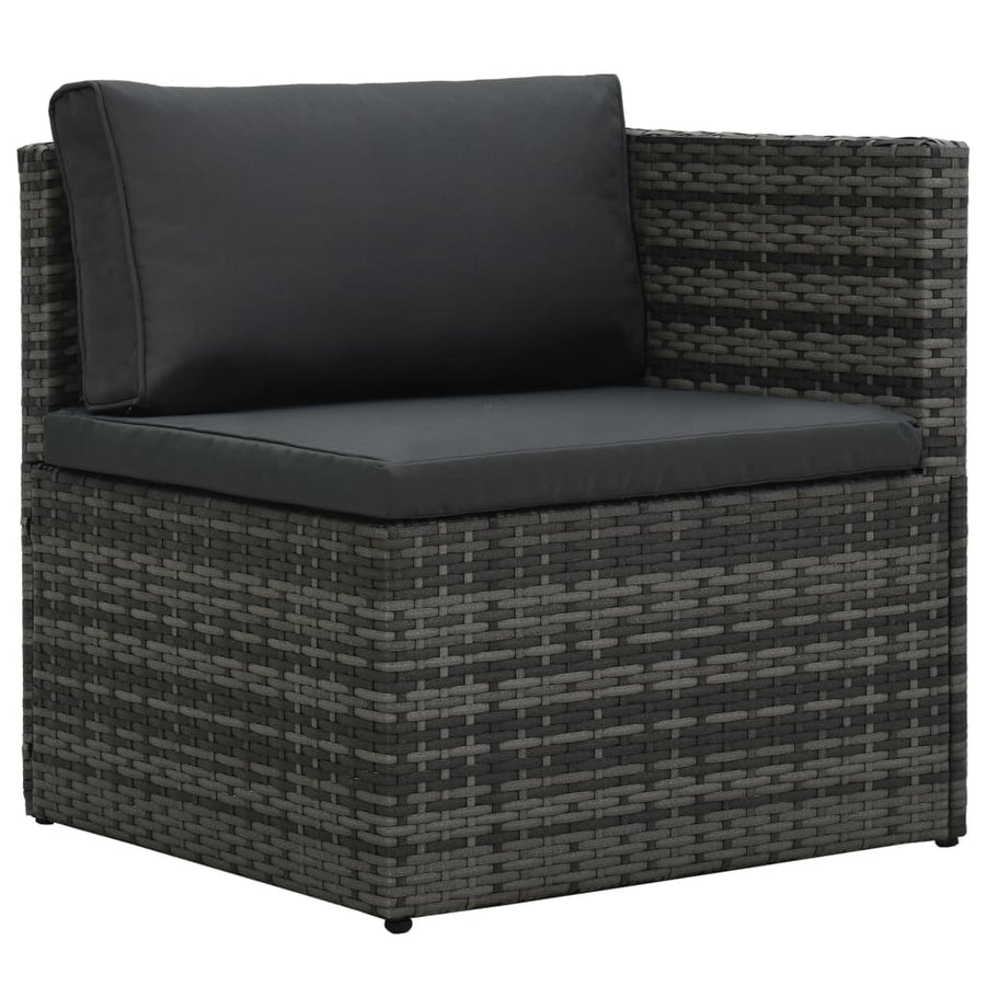 Loungeset Met Kussens Poly Rattan Grijs