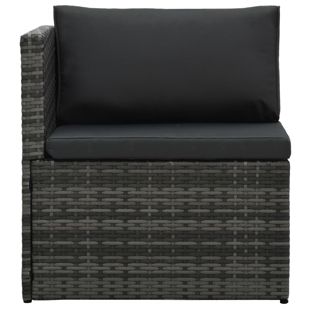 Loungeset Met Kussens Poly Rattan Grijs