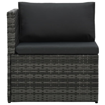 Loungeset Met Kussens Poly Rattan Grijs