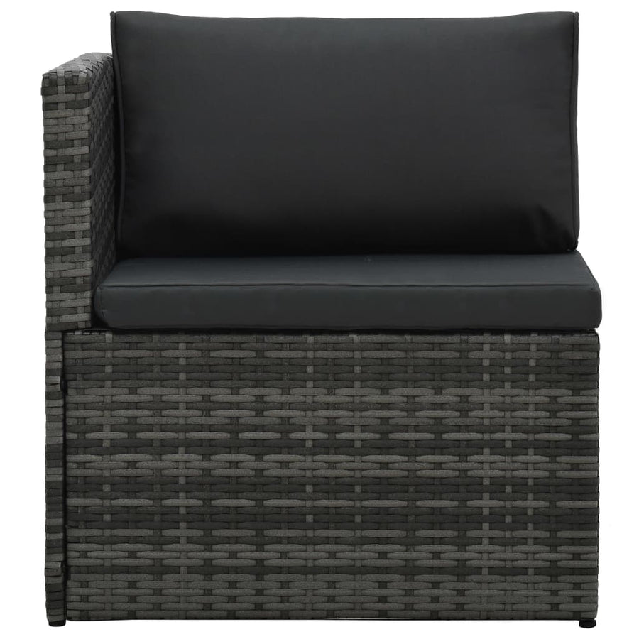 Loungeset Met Kussens Poly Rattan Grijs