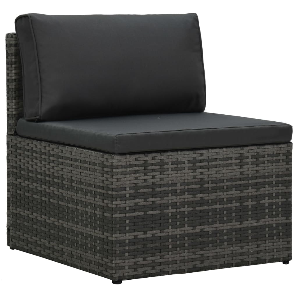 Loungeset Met Kussens Poly Rattan Grijs
