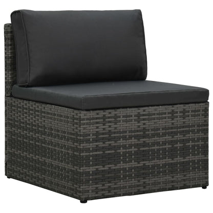 Loungeset Met Kussens Poly Rattan Grijs
