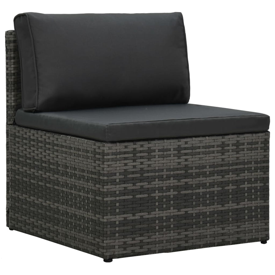 Loungeset Met Kussens Poly Rattan Grijs