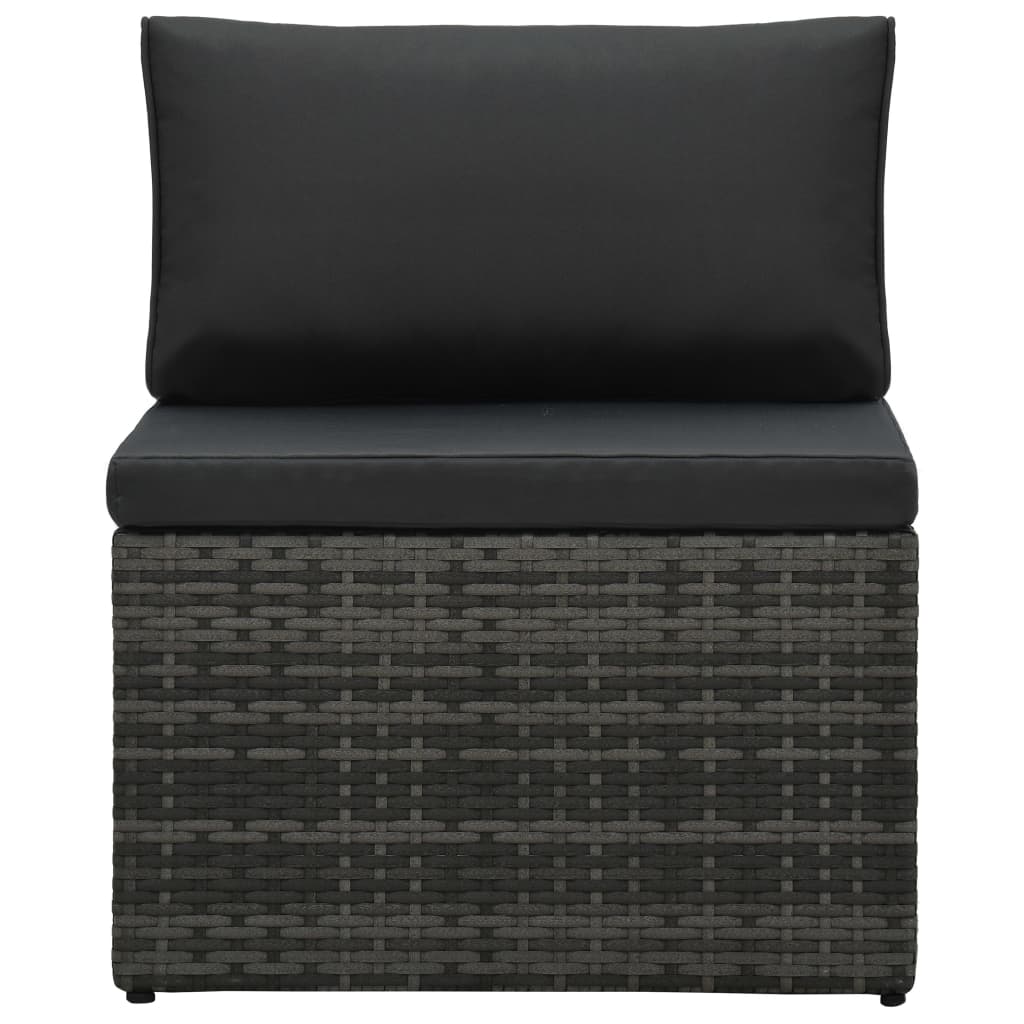 Loungeset Met Kussens Poly Rattan Grijs