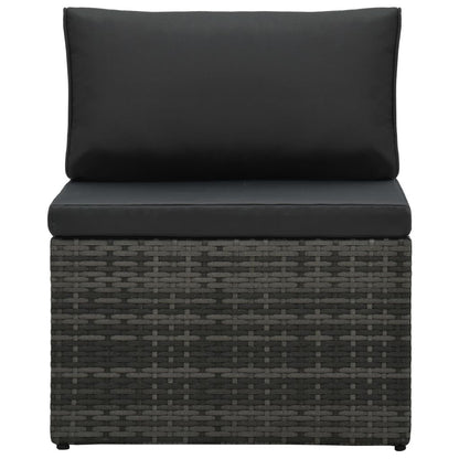 Loungeset Met Kussens Poly Rattan Grijs