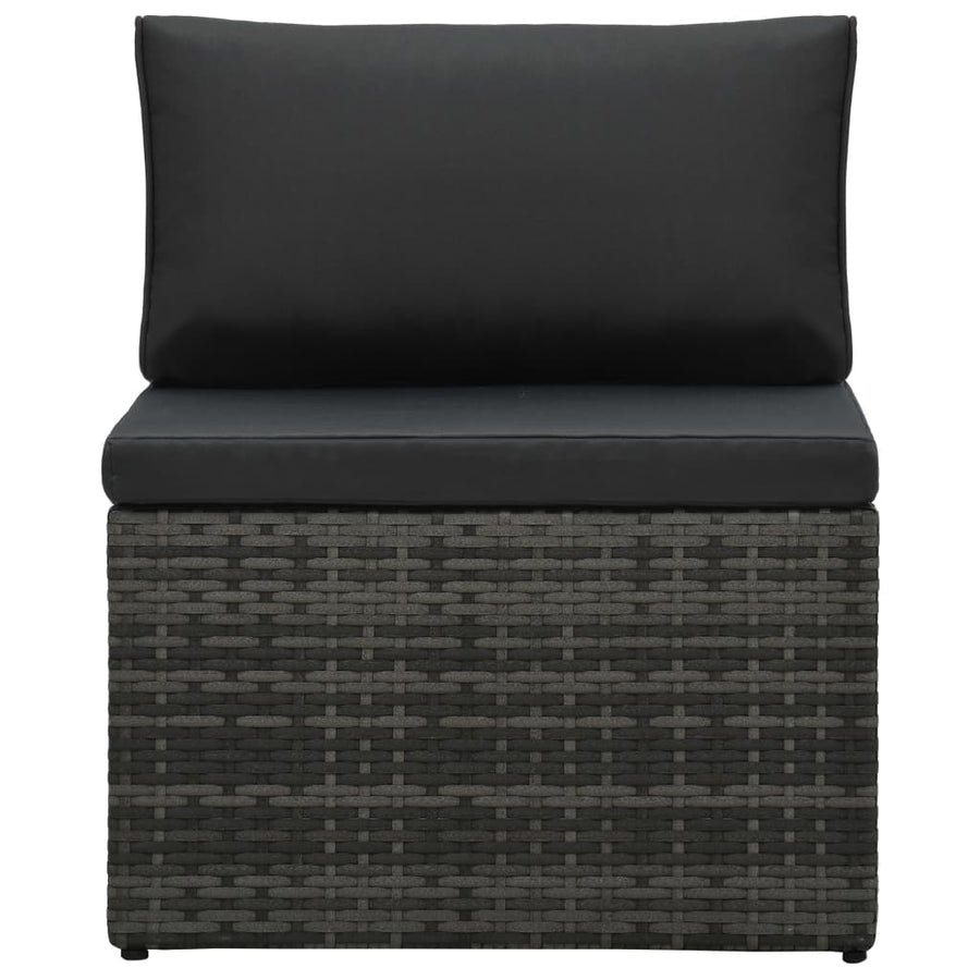 Loungeset Met Kussens Poly Rattan Grijs
