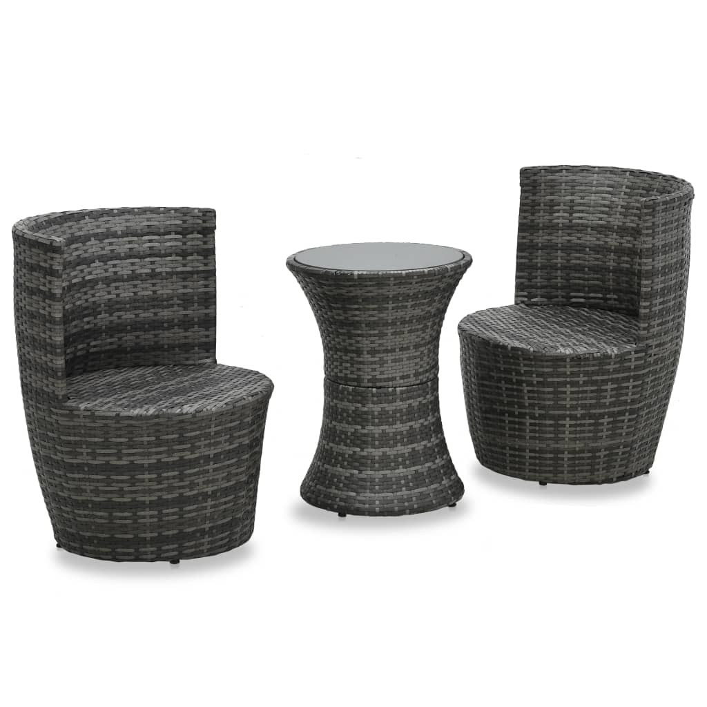 Bistroset Met Kussens Poly Rattan Grijs