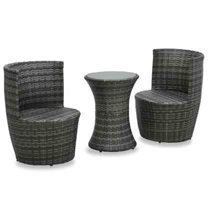 Bistroset Met Kussens Poly Rattan Grijs