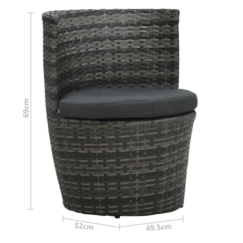Bistroset Met Kussens Poly Rattan Grijs