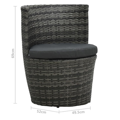 Bistroset Met Kussens Poly Rattan Grijs