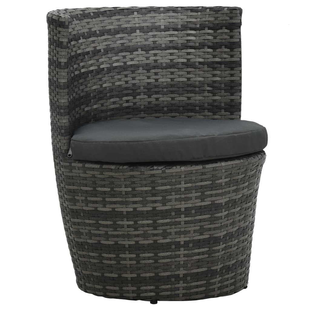 Bistroset Met Kussens Poly Rattan Grijs