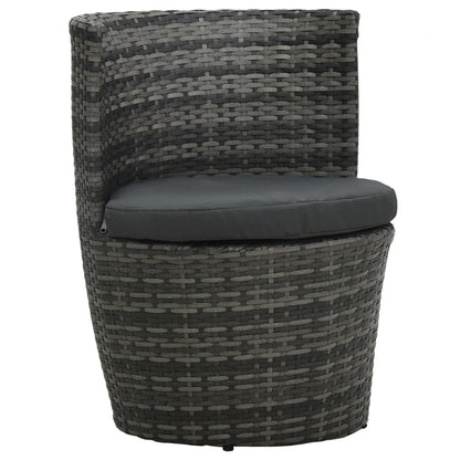 Bistroset Met Kussens Poly Rattan Grijs