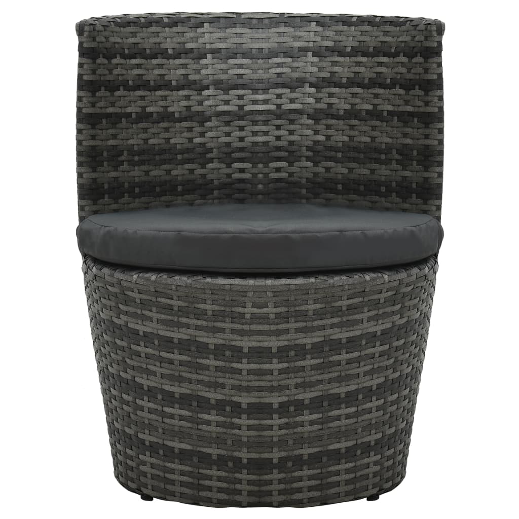 Bistroset Met Kussens Poly Rattan Grijs