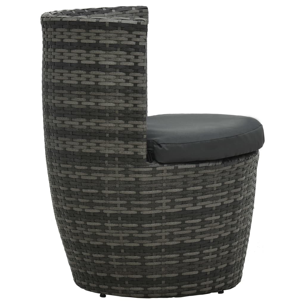 Bistroset Met Kussens Poly Rattan Grijs