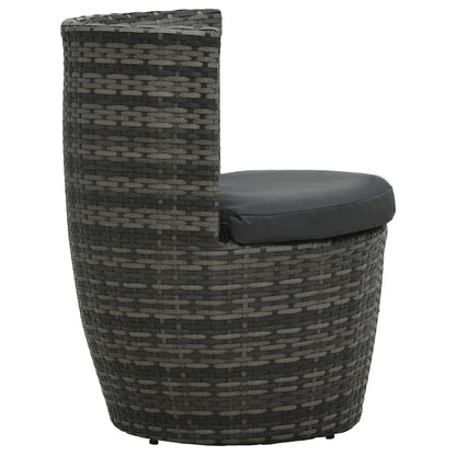 Bistroset Met Kussens Poly Rattan Grijs
