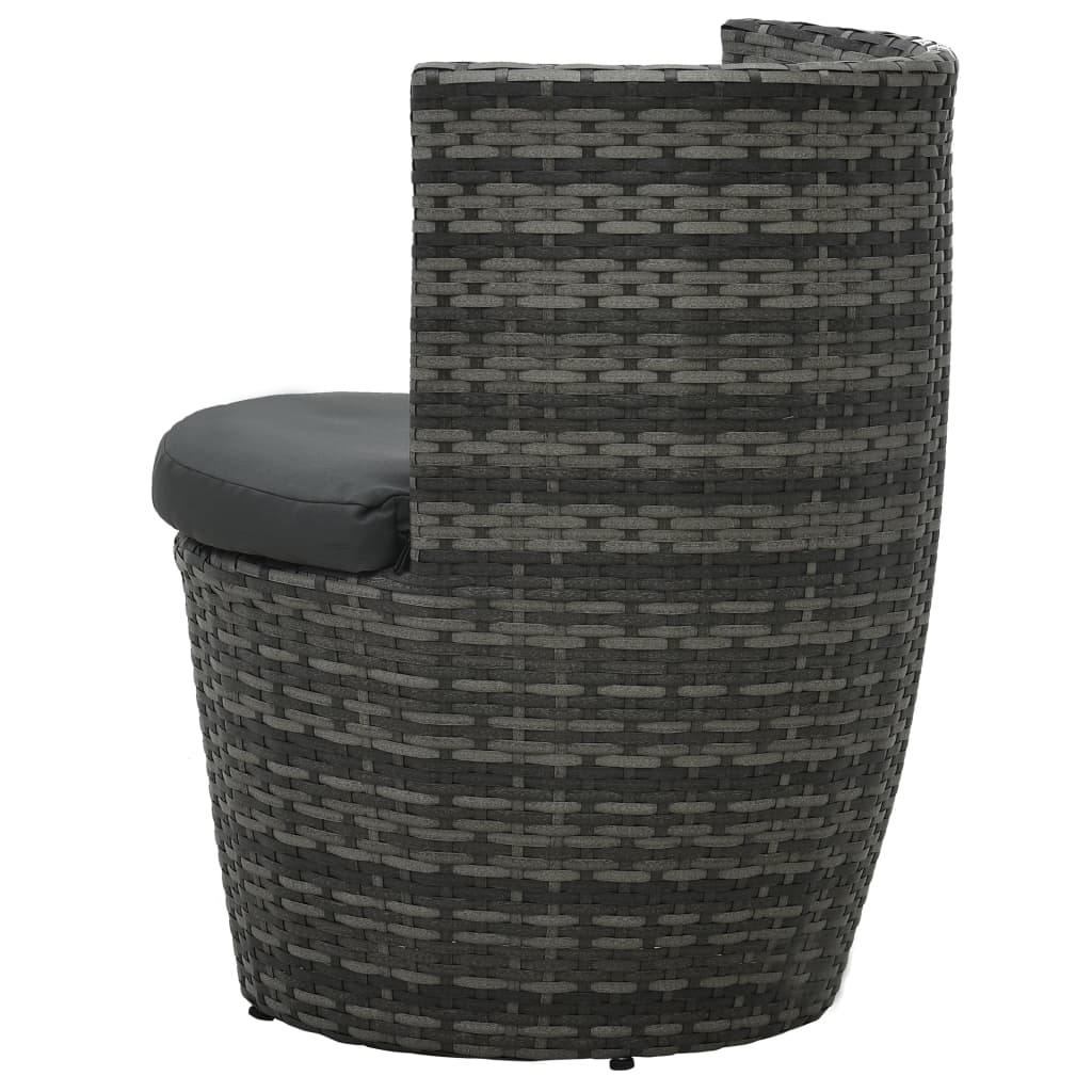 Bistroset Met Kussens Poly Rattan Grijs