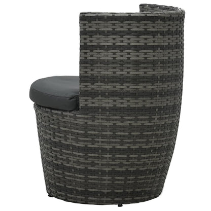 Bistroset Met Kussens Poly Rattan Grijs
