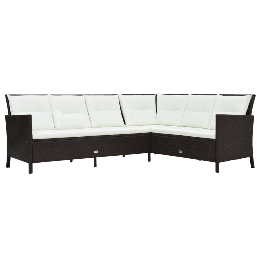 Loungeset Met Kussens Poly Rattan Bruin