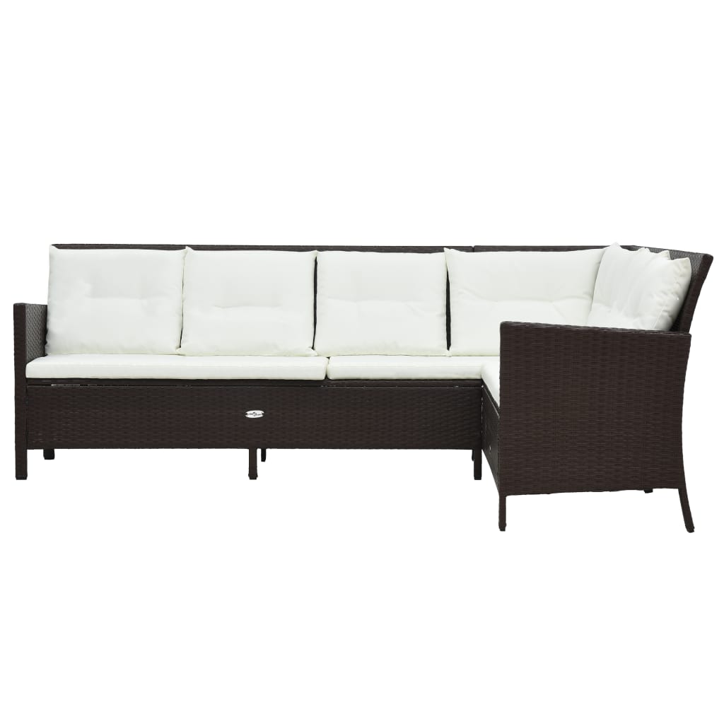 Loungeset Met Kussens Poly Rattan Bruin