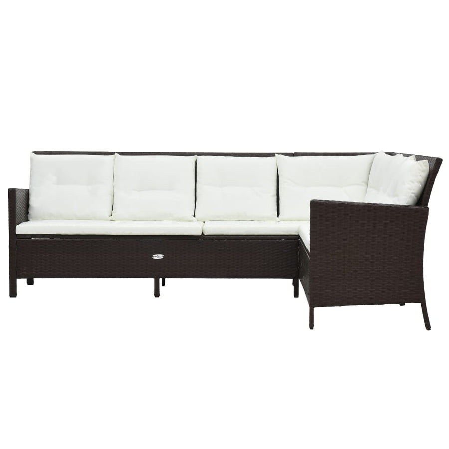 Loungeset Met Kussens Poly Rattan Bruin