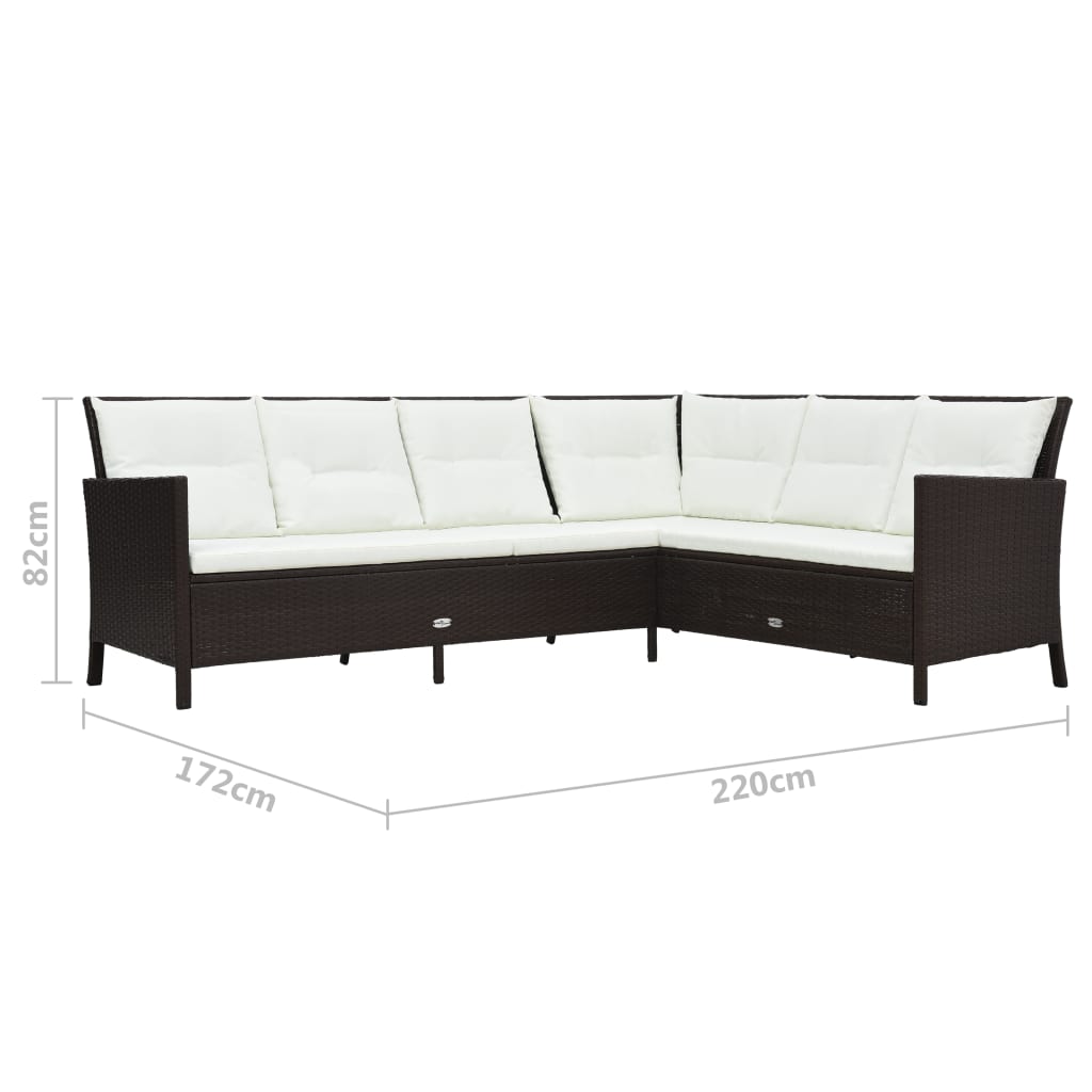 Loungeset Met Kussens Poly Rattan Bruin