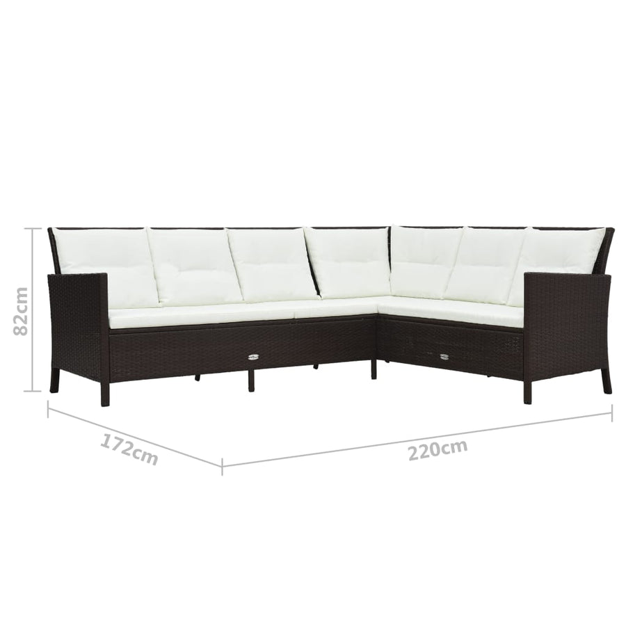 Loungeset Met Kussens Poly Rattan Bruin