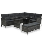 3-Delige Loungeset Met Kussens Poly Rattan Grijs