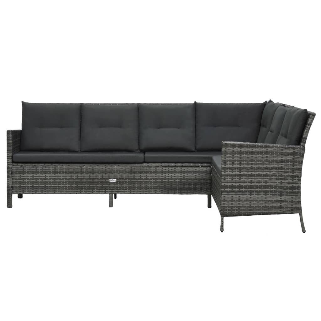 Loungeset Met Kussens Poly Rattan Grijs
